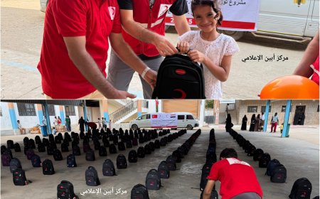 بتمويل من الهلال الأحمر التركي :  منتدى الإغاثة والبناء ( CRB ) يدشن توزيع الحقائب المدرسية لـ(300) يتيم في عدن