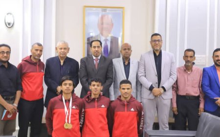 البكري يستقبل بعثة المنتخب الوطني لألعاب القوى للشباب ويوجه بتكريمها