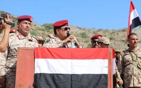 وزير الدفاع يزور محور أبين العملياتي ويشيد بجاهزية القوات ومعنوياتها