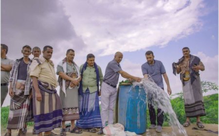 بدء الضخ التجريبي لمشروع مياه قرية جحزر بريف المخا