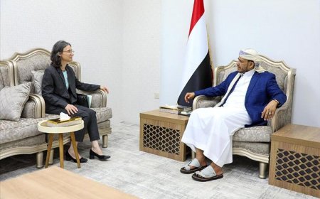 عضو مجلس القيادة الدكتور عبدالله العليمي يلتقي السفيرة الفرنسية