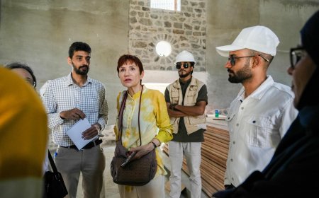 مدير صيرة ووفد فرنسي يزورون مشروع ترميم سينما برافين "أروى" بعدن