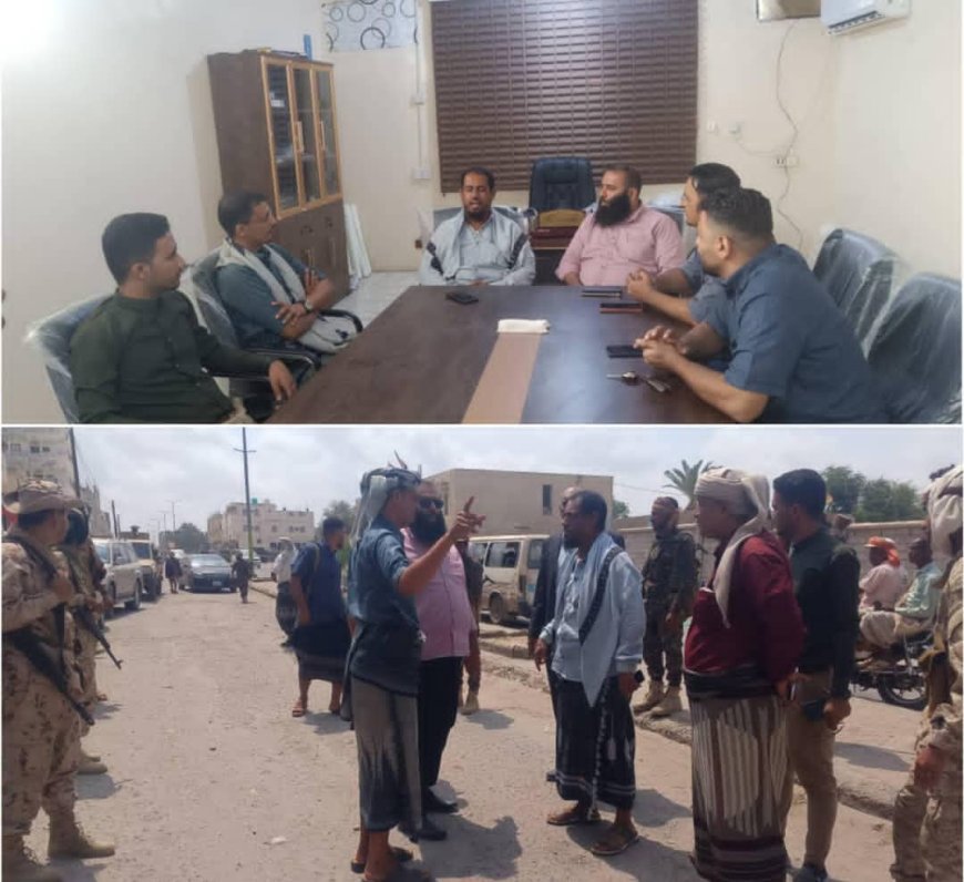 مدير عام خنفر "اليوسفي" يناقش مع فريق مبادرة طريق أبين تأهيل الطرق الداخلية المتهالكة في جعار