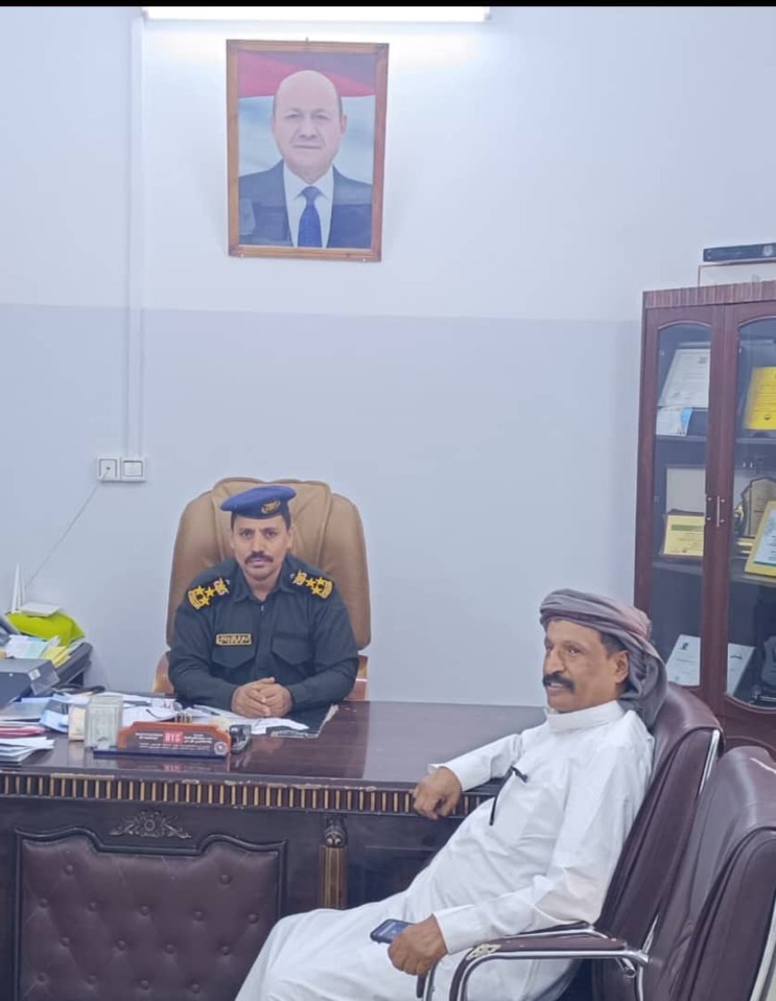 مستشار محافظ حضرموت لشؤون الصحراء يزور مصلحة الهجرة والجوازات بوادي حضرموت والصحراء