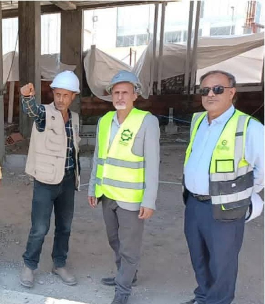 الوكيل الشبحي يتفقد سير الأعمال الإنشائية لمشروع بناء مخازن الأدوية واللقاحات المركزية بالعاصمة عدن الذي تنفذه منظمة UNOPS بتمويل من الحكومة الألمانية