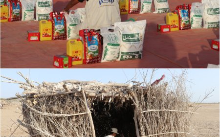 "تراحم" توزع سلال غذائية لأسر متضررة من السيول في أبين