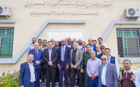 الوزيران السقطري والوالي وممثل الفاو يتفقدون المشاريع الإنشائية في المجمع الزراعي بعدن