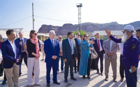 الوزير السقطري يستقبل السفير الألماني والوفد المرافق له ويطّلعان على سير العمل في مشروع إعادة تأهيل الميناء السمكي بعدن