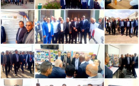 وزيرا الزراعة والخدمة  ونائب المحافظ وممثل الفاو يتفقدون المشاريع الإنشائية في المجمع الزراعي بعدن