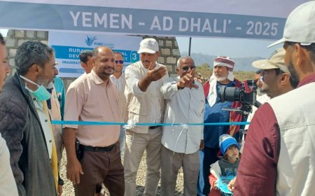 بمناسبة العيد الوطني الجنوبي مأمور مديرية الضالع يفتتح مشروع المحاصيل الزراعية ويتسلم مشروع حاجز مائي بمنطقة حجر