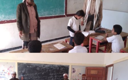 مدير مكتب التربية بمديرية الوضيع يتفقد سير العملية التعليمية بمدرسة الشهيد باروت وثانوية الفاروق 