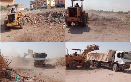 تواصل حملة النظافة في عدد من مواقع جعار بمديرية خنفر لتحسين مظهر المدينة