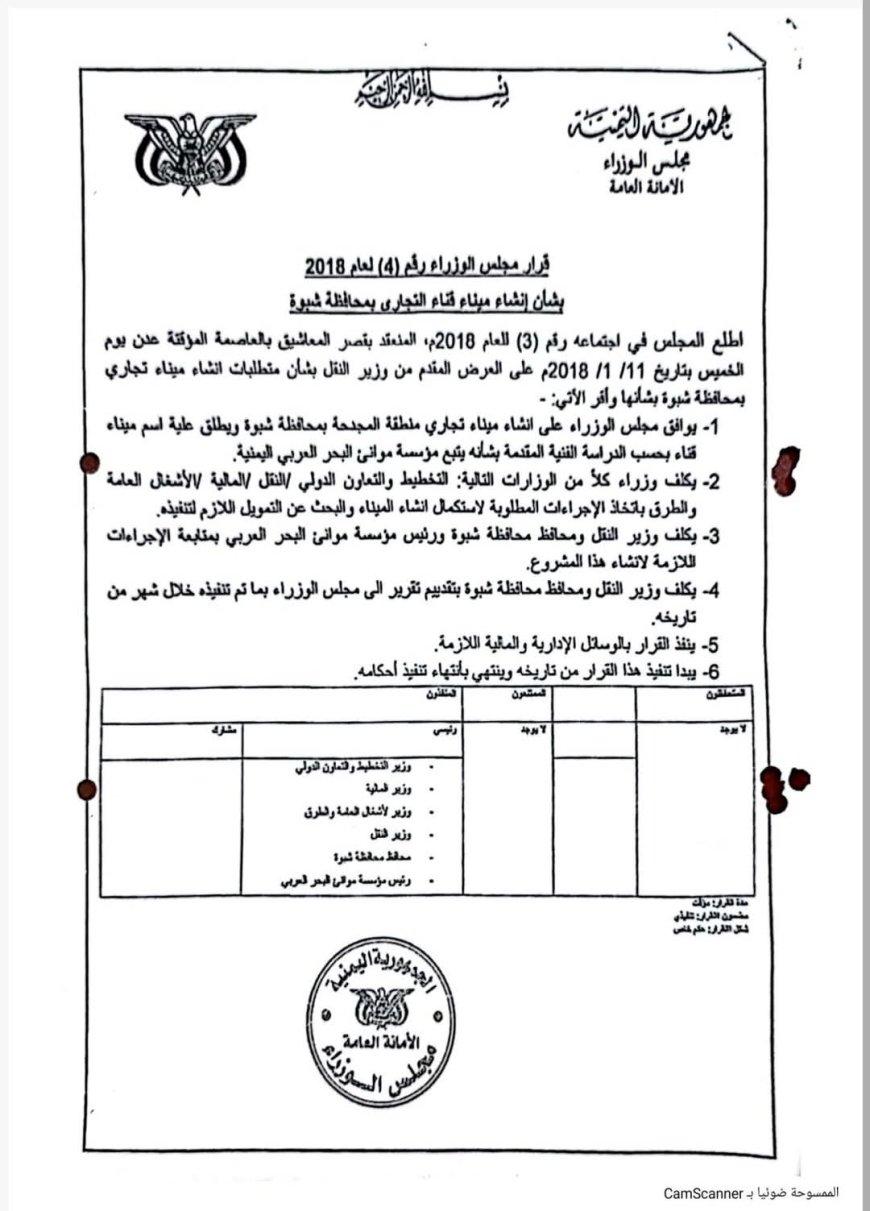 مدير مكتب الإعلام بشبوة يؤكد قانونية ميناء قنا التجاري بالوثائق