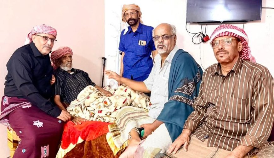 رئيس الجمعية الوطنية علي الكثيري يطمئن على صحة المقدم سالمين الجويد باسلوم