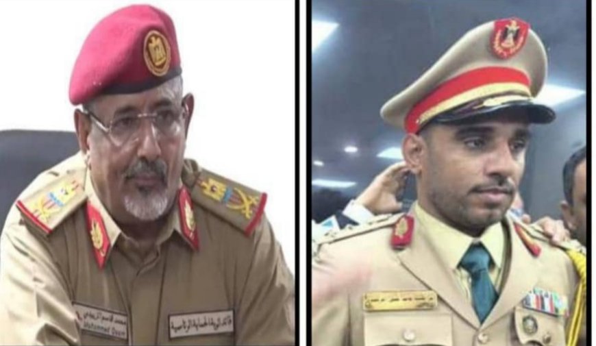 اللواء الركن محمد قاسم الزُبيدي يهنئ العميد إبراهيم قائد بمناسبة نيله زمالة كلية الدفاع الوطني