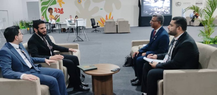 نائب وزير المياه والبيئة يلتقي رئيس الفريق السوري على هامش أعمال مؤتمر المناخ في البرازيل