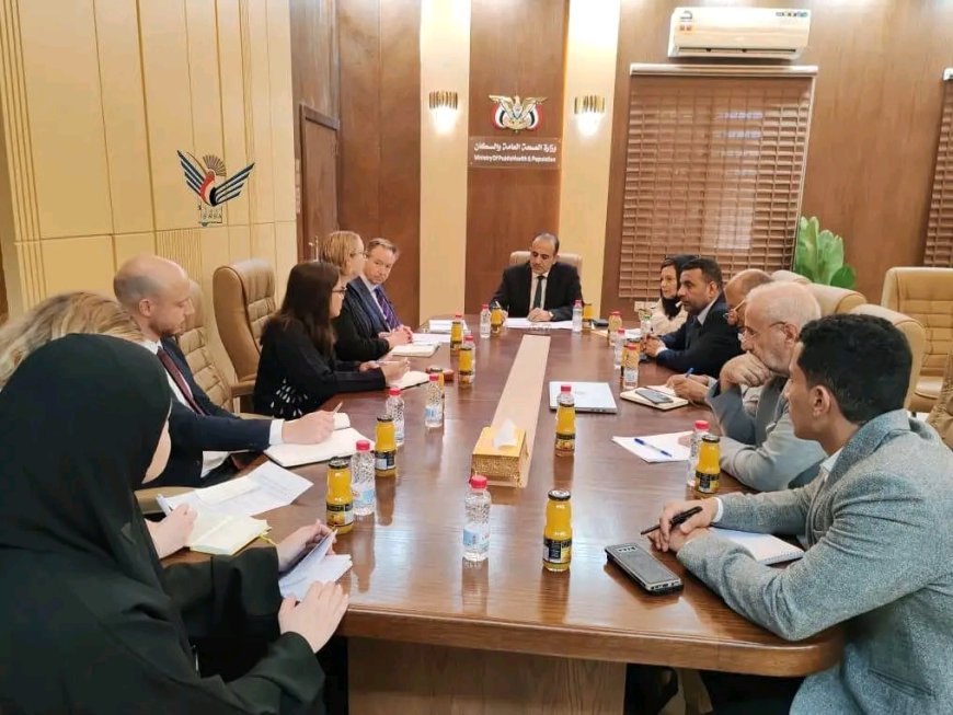 الوزير بحيبح يناقش مع فريق من وزارة الخارجية البريطانية الترتيبات الفنية لمؤتمر المانحين الصحي