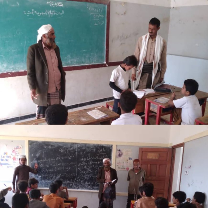 مدير مكتب التربية بمديرية الوضيع يتفقد سير العملية التعليمية بمدرسة الشهيد باروت وثانوية الفاروق 