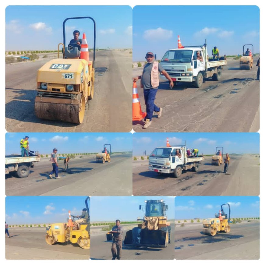 الشركة الكندية "O M" تواصل أعمال معالجه الحفر بالخلطه الاسفلتيه الساخنه من موقع الخلاطة  الاسفلتية  الحديثة الى نقطة العلم .