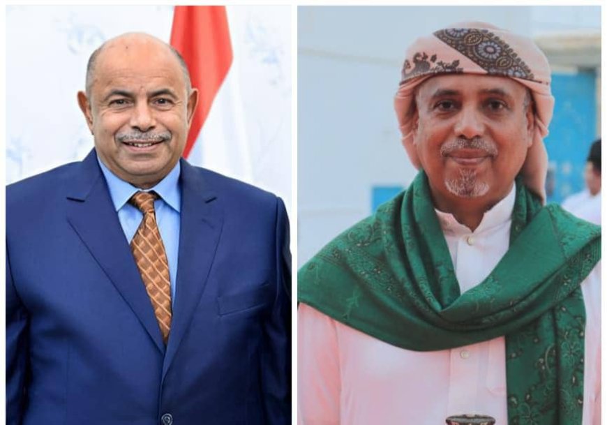 شيخ قبيلة آل بن عباد الكندي يهنئ الأستاذ سالم الخنبشي بتعيينه محافظًا لحضرموت