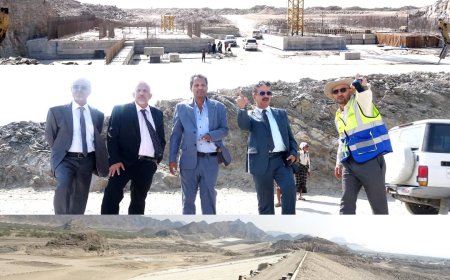 محافظ أبين وفريق التوجيه والرقابة الرئاسي يتفقدان منشأة سد حسان الاستراتيجية