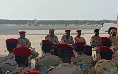 أركان اللواء الخامس حزم يشدد على الواجب والدور المهم في الدفاع عن الجنوب وشعبه