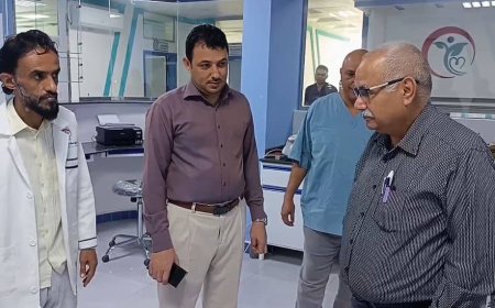 مدير صحة عدن يزور مستوصف نبض الحياة التخصصي في مديرية المنصورة