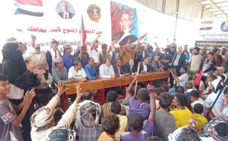 فريق التوجيه والرقابة الرئاسي يتفقد المخيم المفتوح لانتقالي أبين