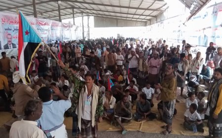 مخيم الاعتصام المفتوح بأبين.. صوتٌ ينبض بالحرية للمطالبة بإعلان دولة الجنوب العربي
