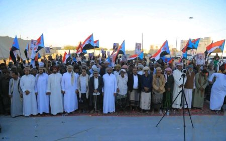 أبناء مديرية قشن ينضمون إلى ساحة الاعتصام الشعبي المفتوح بمدينة الغيضة ويؤكدون مطالبهم بإعلان دولة الجنوب العربي