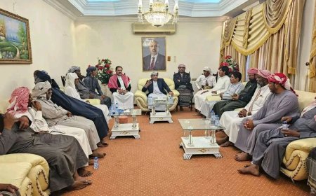 رئيس الجمعية الوطنية يستقبل وفد قبائل المناهيل من مديرية السوم