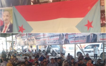 لاعبي الزمن الجميل وشباب الفرق الرياضية يقيمون فعالية توعوية في مخيم الاعتصام المفتوح بأبين 