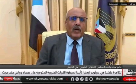 الكثيري لـ سكاي نيوز عربية: تظاهرات سيئون تفويض شعبي للقوات الجنوبية ونرفض مزاعم الانتهاكات