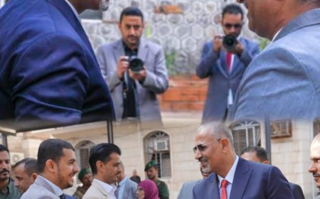 الوزير الزعوري والسقاف في مقدمة مستقبلي الرئيس الزُبيدي بمبنى وزارة الشؤون الاجتماعية والعمل بعدن