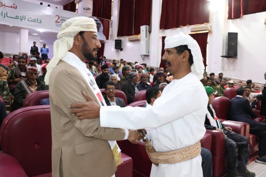 حلف قبائل شبوة برئاسة الخبيلي يرفع آيات التهاني والتبريكات إلى قيادة وشعب دولة الإمارات بمناسبة العيد الوطني الـ54