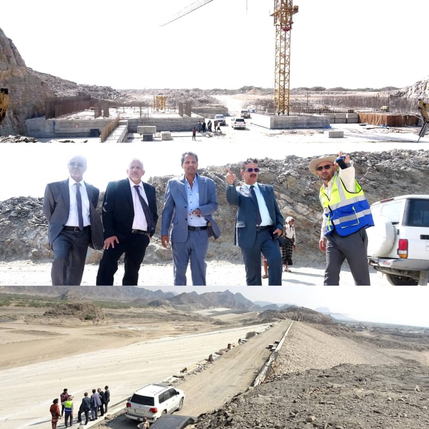 محافظ أبين وفريق التوجيه والرقابة الرئاسي يتفقدان منشأة سد حسان الاستراتيجية