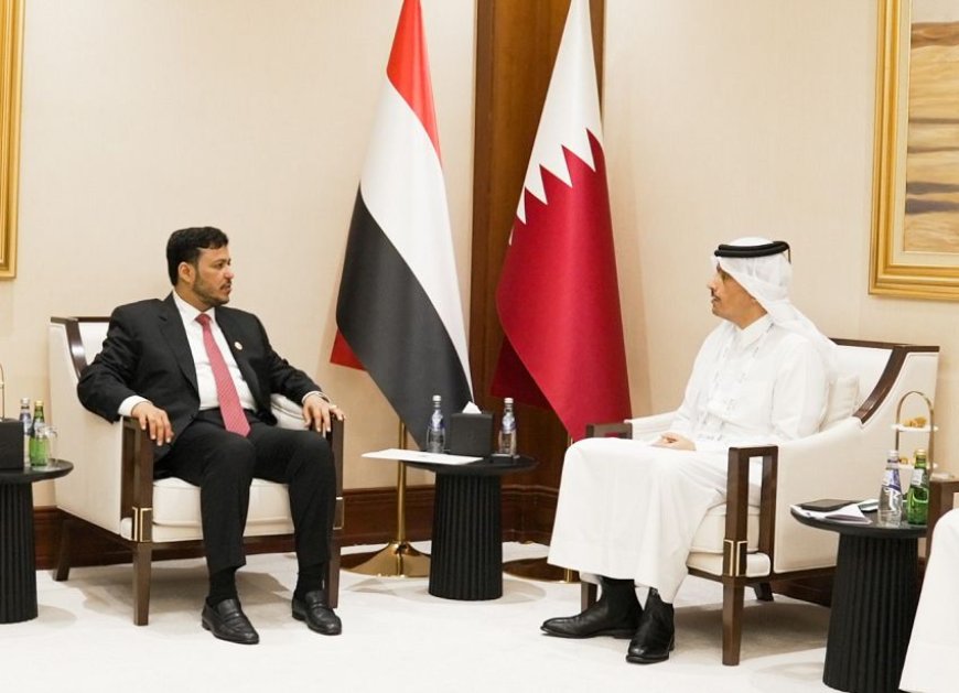 الدكتور عبدالله العليمي يلتقي رئيس وزراء قطر لبحث دعم الإصلاحات الاقتصادية وتخفيف الأزمة الإنسانية في اليمن