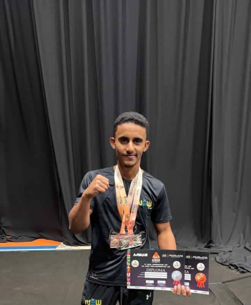 الشاب اليمني أويس الرفاعي يحقق بطولة عالمية في مصارعة الذراع