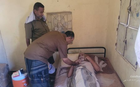 في لفتة وفاء وإنسانية.. مدير عام المسيمير يطمئن على الحالة الصحية للتربوي جمال مقبل