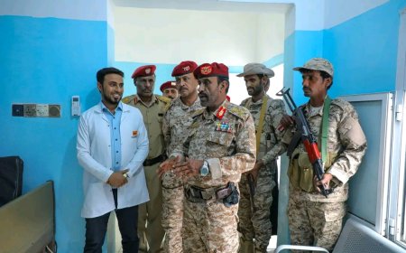 قائد محور الغيضة يطلع على مستوى الخدمات الطبية بالمركز الطبي العسكري محور الغيضة