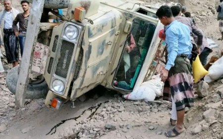 تعز. نجاة 15 شخصاً في حادث مروري مروع بمديرية جبل حبشي.