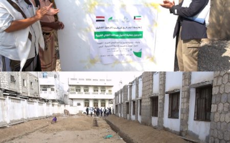 امين عام مجلس محلي أبين الحامد يدشن وضع حجر اساس لمشروع بناء خمسة فصول دراسية في مدرسة الخنساء للبنات مديرية خنفر