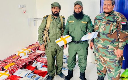 المقدم مياس الجعدني يشيد بالحملة الأمنية لقوات العمالقة بعد ضبط 119 كيلو حشيش و85 كيلو شبو بسواحل رأس العارة