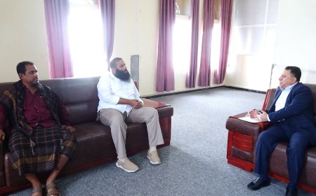 أمين عام محلي أبين يلتقي مدير عام خنفر ومدير عام فرع الهيئة العامة للأراضي والمساحة والتخطيط العمراني