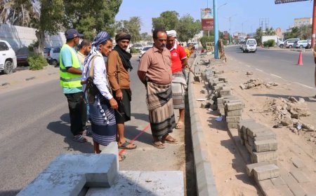 مدير عام خورمكسر يطّلع على مستوى تنفيذ مشروع إعادة تأهيل الجزيرة الوسطية والجانبية بشارع كورنيش ساحل أبين