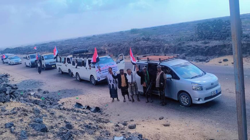 انطلاق موكب جماهيري من مديرية أحور للالتحام بمواكب مديريات أبين دعمًا للمجلس الانتقالي الجنوبي