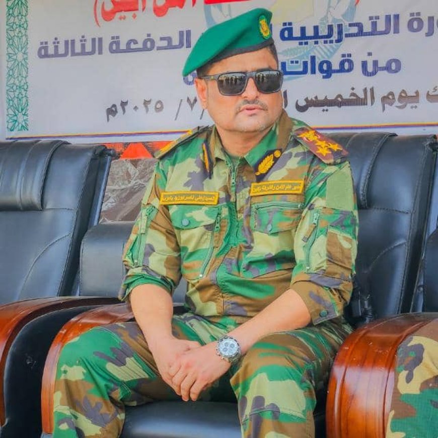 إدارة أمن أبين تعزي النقيب صالح المرقشي في وفاة والده