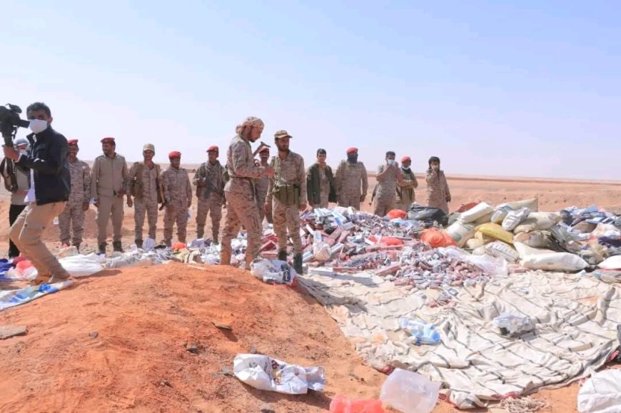 قيادة كتيبة منفذ الوديعة تُتلف كميات ضخمة من المواد المخدرة والممنوعات