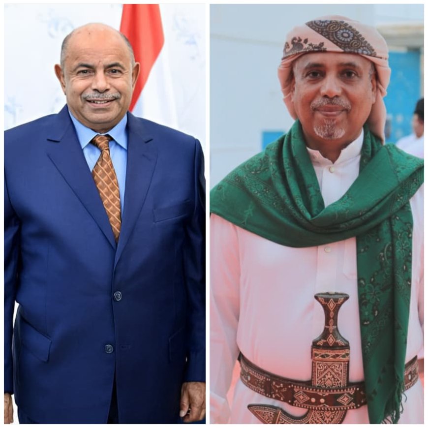 شيخ قبيلة آل بن عباد الكندي يهنئ محافظ حضرموت الدكتور سالم الخنبشي بمناسبة نيله عضوية مجلس القيادة الرئاسي