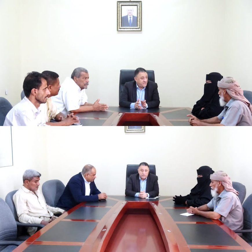 أمين عام محلي أبين" الحامد "يناقش أوضاع العاملين والفنيين الصحيين بمستشفى الرازي العام بجعار